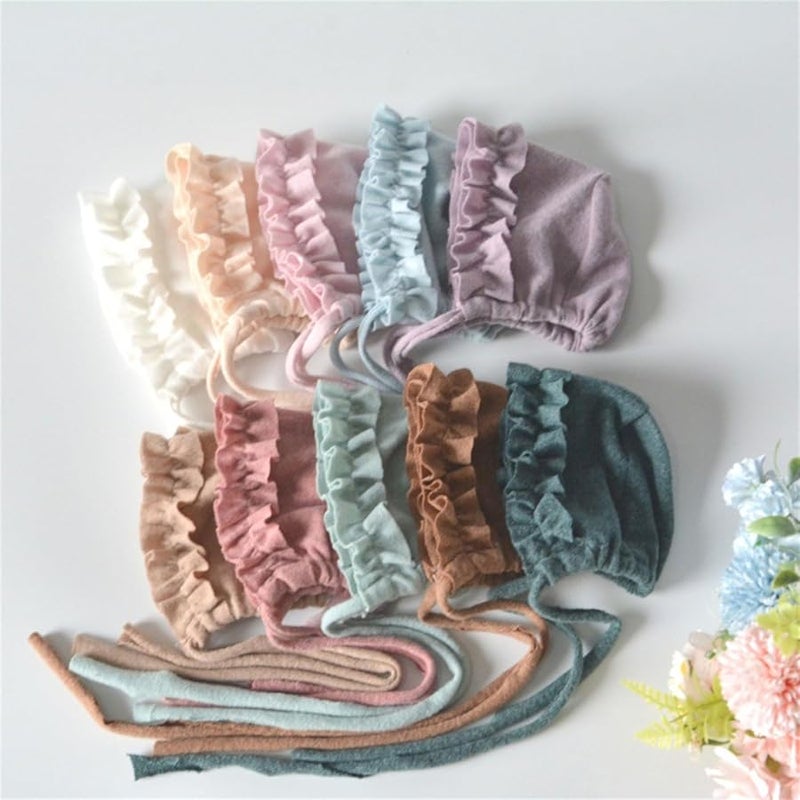 Pink Baby Photography Hat Soft Spandex Lace Rope Tied Newborn Photoshoot - Image 5